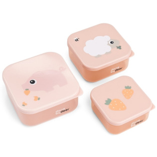 Różowe pojemniki na przekąski zestaw 3 szt. Tiny Farm Powder Done By Deer
