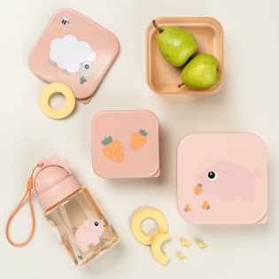Różowe pojemniki na przekąski zestaw 3 szt. Tiny Farm Powder Done By Deer