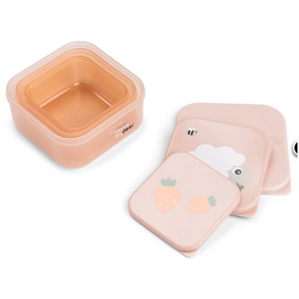 Różowe pojemniki na przekąski zestaw 3 szt. Tiny Farm Powder Done By Deer