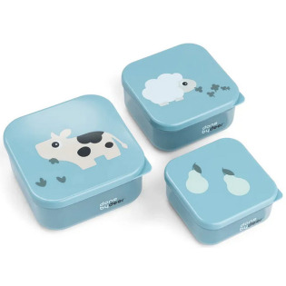 Niebieskie pojemniki na przekąski zestaw 3 szt. Tiny Farm Blue Done By Deer