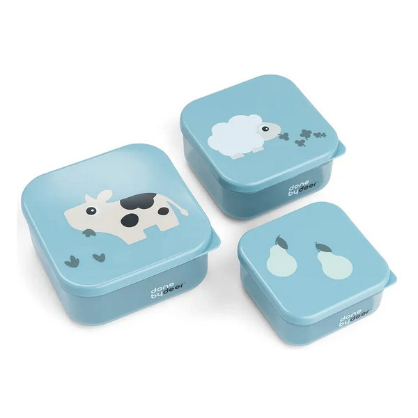 Niebieskie pojemniki na przekąski zestaw 3 szt. Tiny Farm Blue Done By Deer