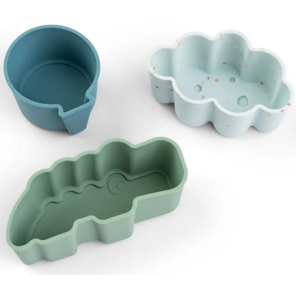 Foremki silikonowe do lunchboxów zestaw 3 szt. Happy Clouds Blue Done By Deer