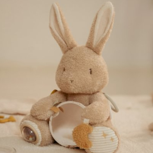 KRÓLICZEK materiałowa przytulanka aktywizująca 35cm Newborn Naturals Little Dutch 0+