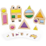 OKIENKA przeźroczyste drewniane klocki kolorowe sensoryczne zestaw 12 el. Janod 1+