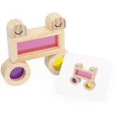 OKIENKA przeźroczyste drewniane klocki kolorowe sensoryczne zestaw 12 el. Janod 1+