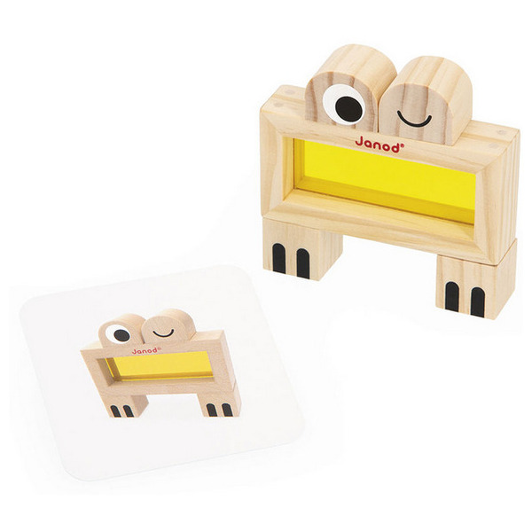 OKIENKA przeźroczyste drewniane klocki kolorowe sensoryczne zestaw 12 el. Janod 1+