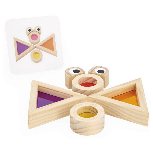 OKIENKA przeźroczyste drewniane klocki kolorowe sensoryczne zestaw 12 el. Janod 1+