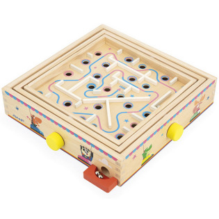 LABIRYNT drewniana gra zręcznościowa Ball Maze Applepop Janod 5+