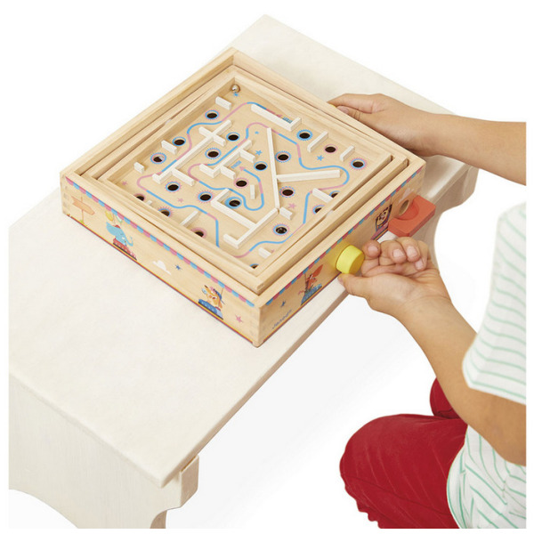 LABIRYNT drewniana gra zręcznościowa Ball Maze Applepop Janod 5+