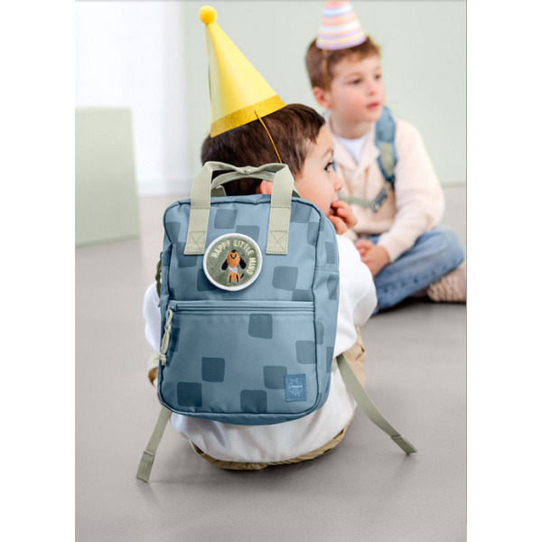 Niebieski mini plecak dla przedszkolaka prostokątny Pattern Party Blue Lassig