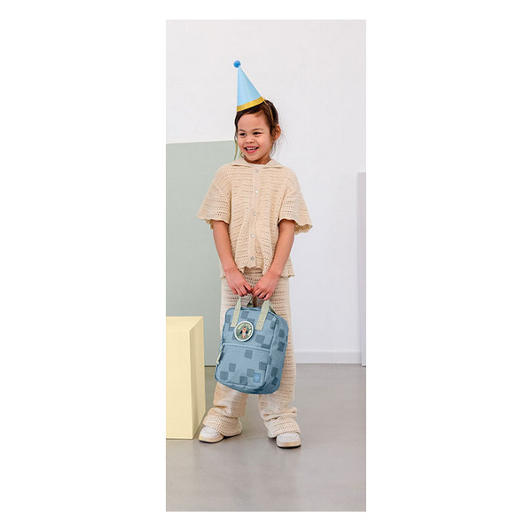 Niebieski mini plecak dla przedszkolaka prostokątny Pattern Party Blue Lassig