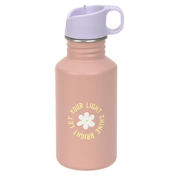 Różowy bidon ze stali nierdzewnej z ustnikiem i uchwytem 500 ml Pattern Party Rose/lilac Lassig