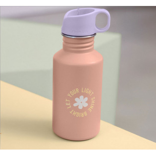 Różowy bidon ze stali nierdzewnej z ustnikiem i uchwytem 500 ml Pattern Party Rose/lilac Lassig