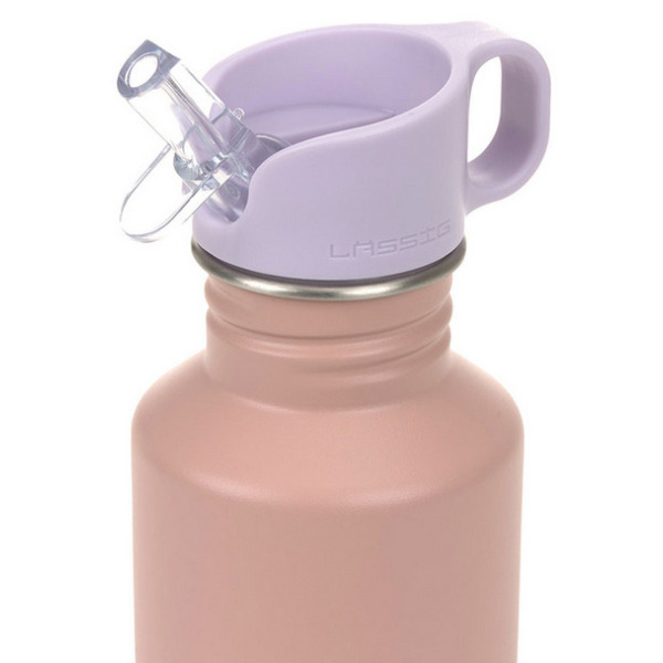 Różowy bidon ze stali nierdzewnej z ustnikiem i uchwytem 500 ml Pattern Party Rose/lilac Lassig