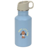 Niebieski bidon ze stali nierdzewnej z ustnikiem i uchwytem 500 ml Pattern Party Blue/green Lassig