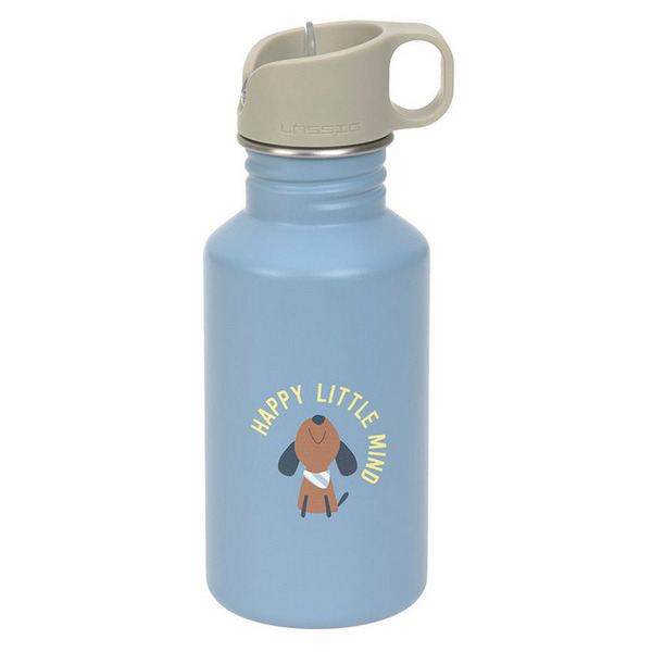 Niebieski bidon ze stali nierdzewnej z ustnikiem i uchwytem 500 ml Pattern Party Blue/green Lassig