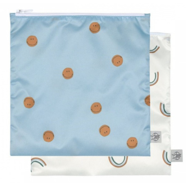 Zestaw torebek na przekąski 2 szt. Happy Rascals Smile sky blue Lassig