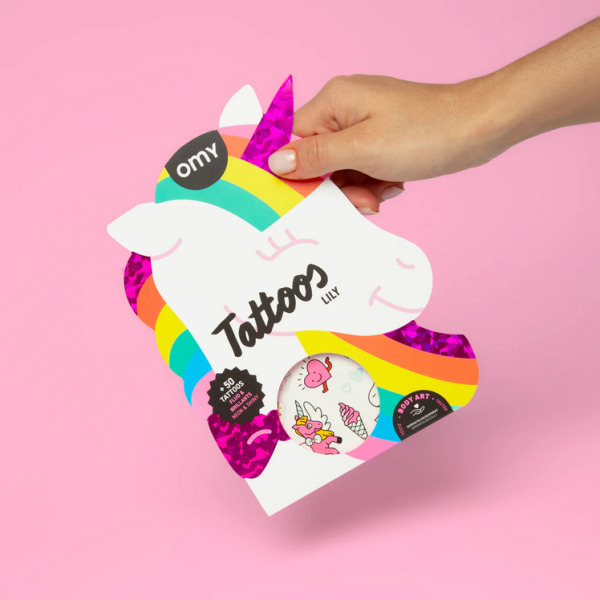 LILY zestaw tatuaży zmywalnych dla dzieci 50 szt. OMY 3+