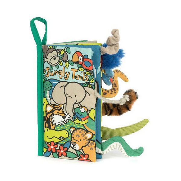 DŻUNGLA materiałowa książeczka aktywizująca z ogonkami Jellycat