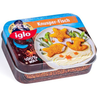 CHRUPIĄCA RYBA w puszce Igloo do zabawy w kuchnię i sklep Erzi 3+