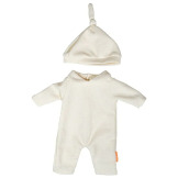 BEŻOWA DZIANINOWA PIŻAMKA zestaw z czapeczką ubranko dla lalki 38 cm Miniland