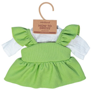 ZIELONA SUKIENKA zestaw z koszulką na ładną pogodę ubranko dla lalki 38 cm Miniland