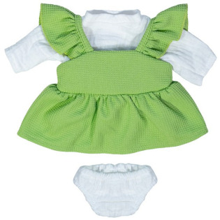 ZIELONA SUKIENKA zestaw z koszulką na ładną pogodę ubranko dla lalki 38 cm Miniland