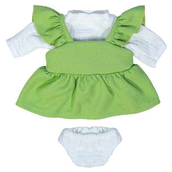 ZIELONA SUKIENKA zestaw z koszulką na ładną pogodę ubranko dla lalki 38 cm Miniland