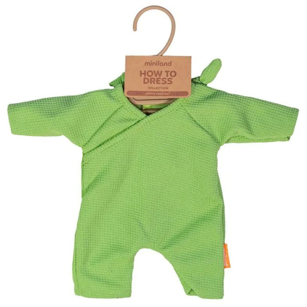 ZIELONA PIŻAMKA zestaw z czapeczką ubranko dla lalki 32 cm Miniland