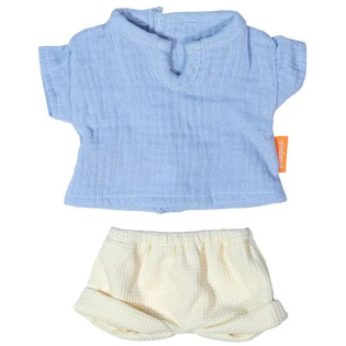 BŁĘKITNA KOSZULKA I SPODENKI zestaw ubranek dla lalki na ładną pogodę 32 cm Miniland