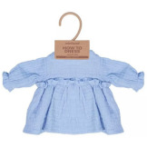 BŁĘKITNA SUKIENKA zestaw ubranek z majtkami dla lalki na chłodne dni 32 cm Miniland