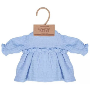 BŁĘKITNA SUKIENKA zestaw ubranek z majtkami dla lalki na chłodne dni 32 cm Miniland