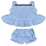 BŁĘKITNA SUKIENKA MUŚLINOWA zestaw ubranek dla lalki na ładną pogodę 21 cm Miniland