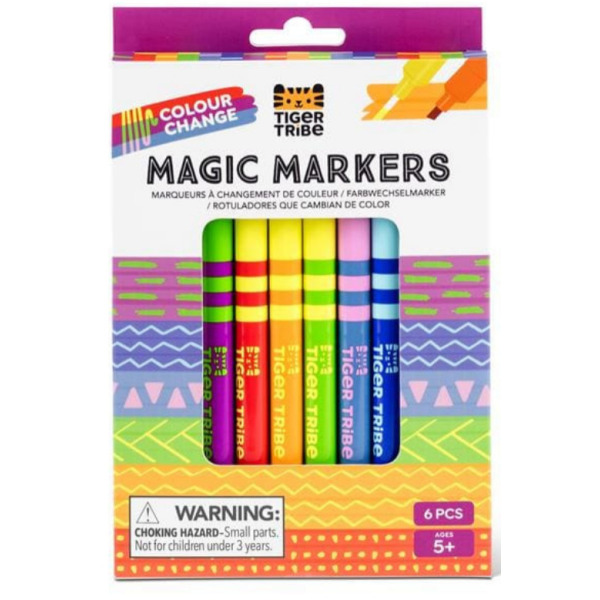 Magiczne flamastry zmieniające kolor zestaw 6 kolorów Tiger Tribe 3+
