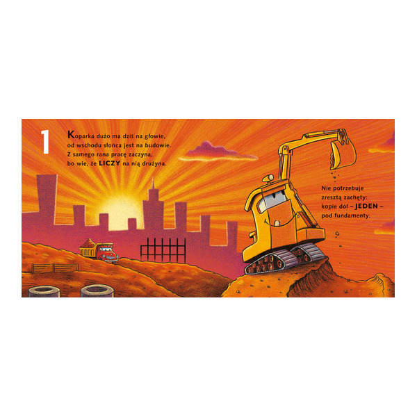 KOPARKA I CYFRY. SNÓW KOLOROWYCH, PLACU BUDOWY książka kartonowa Rinker Sheri Duskey wyd. Nasza Księgarnia