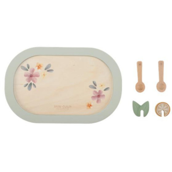 DREWNIANY SERWIS DO HERBATY zabawa w dom, kuchnię i gotowanie FSC Little Dutch 3+