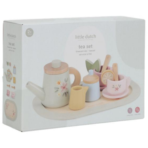 DREWNIANY SERWIS DO HERBATY zabawa w dom, kuchnię i gotowanie FSC Little Dutch 3+
