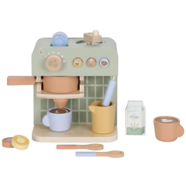 DREWNIANY EKSPRES DO KAWY z akcesoriami zabawa w dom, kuchnię i gotowanie FSC Little Dutch 3+