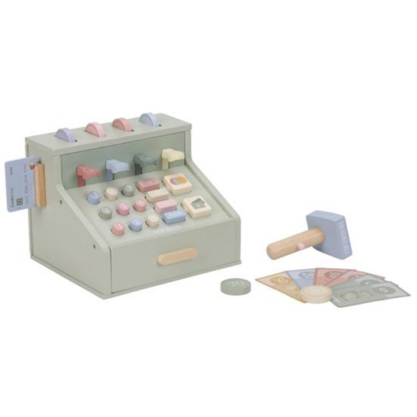 DREWNIANA KASA do zabawy w sklep z akcesoriami FSC Little Dutch 3+