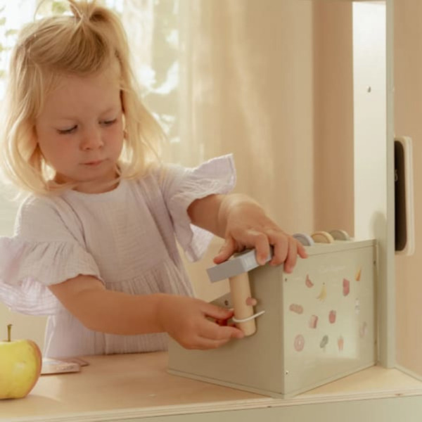 DREWNIANA KASA do zabawy w sklep z akcesoriami FSC Little Dutch 3+