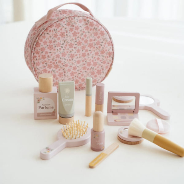 KOSMETYCZKA Z DREWNIANYMI AKCESORIAMI zabawa w dorosłych Beauty Case FSC Little Dutch 3+