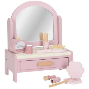 DREWNIANA TOALETKA z akcesoriami zabawa w dorosłych FSC Little Dutch 3+