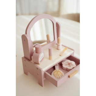 DREWNIANA TOALETKA z akcesoriami zabawa w dorosłych FSC Little Dutch 3+