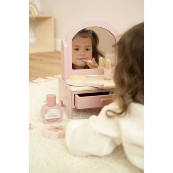 DREWNIANA TOALETKA z akcesoriami zabawa w dorosłych FSC Little Dutch 3+