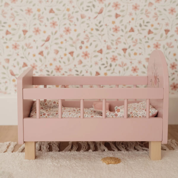 DREWNIANE ŁÓŻECZKO dla lalek z pościelą FSC Little Dutch 3+