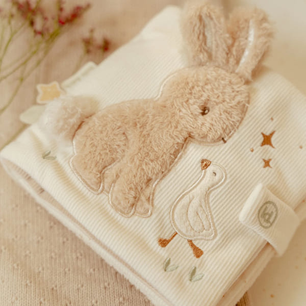 KRÓLICZEK I GĄSKA materiałowa książeczka aktywizująca Newborn Naturals Little Dutch 0+