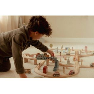 DREWNIANA KOLEJKA XXL zestaw 114 elem. FSC Little Dutch 3+