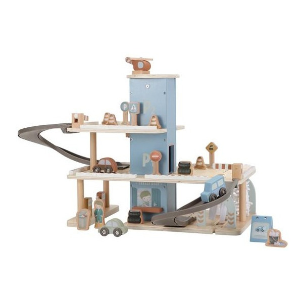 DREWNIANY GARAŻ WIELOPOZIOMOWY z akcesoriami FSC Little Dutch 3+