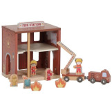 DREWNIANA REMIZA STRAŻACKA z akcesoriami FSC Little Dutch 3+