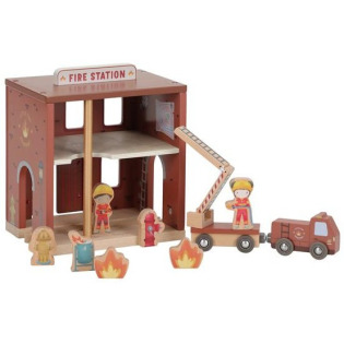 DREWNIANA REMIZA STRAŻACKA z akcesoriami FSC Little Dutch 3+